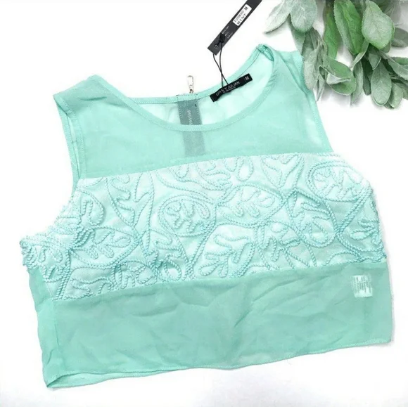 Oh My Julian Mint lace Crop Top S NWT - Picture 2 of 5